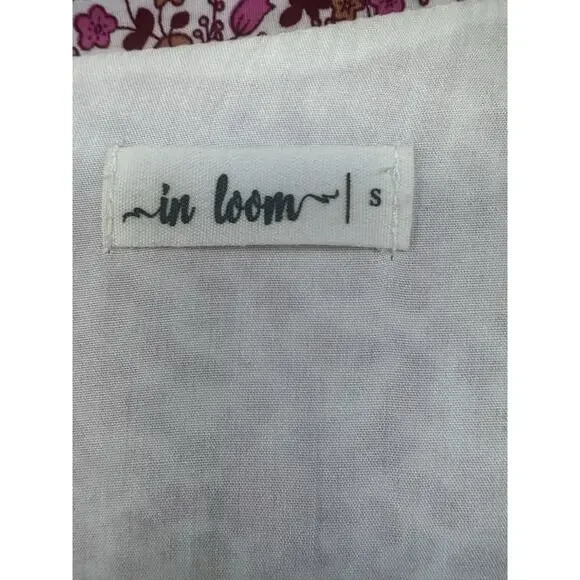 In Loom Floral Border Print Button Front Midi Dress Sz S Feminine Cottagecore - Picture 12 of 14